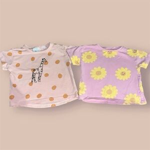 Zara Pink and Purple Short Sleeve Tees with Playful Patterns